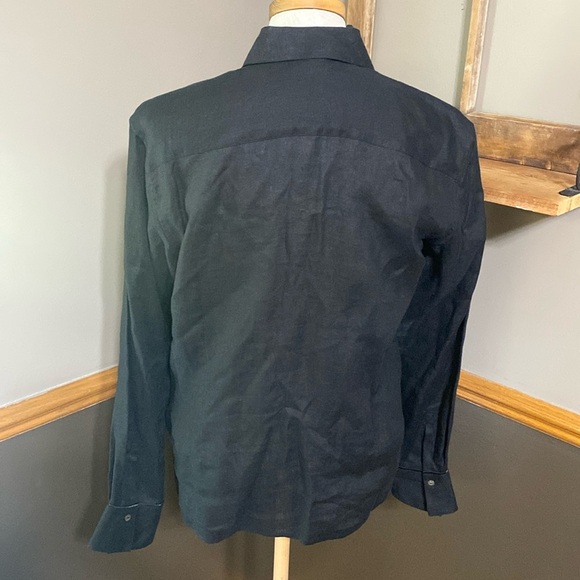 Cutter & Buck black semi sheer long sleeve LINEN button up top size Medium NWT - Picture 4 of 10